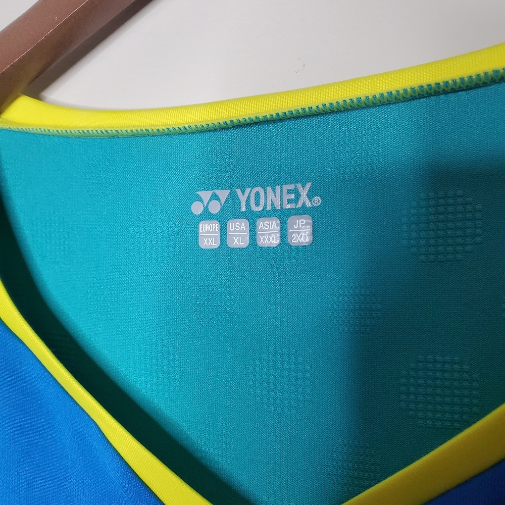 YONEX Juniors Activewear Jersey Blue/Yellow Size XL Tennis/Badminton Shirt - Picture 6 of 6
